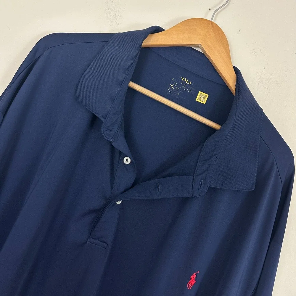Polo Ralph Lauren Polo Shirt Navy Blue Logo Short Sleeve Performance Mens 5XB